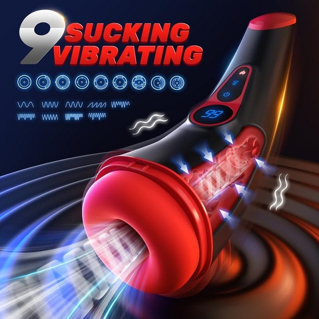 Men's Vibiul Masturbator Sleeve Sex Toy with 18 modes and app control - red/black (MODEL: G330) image 2