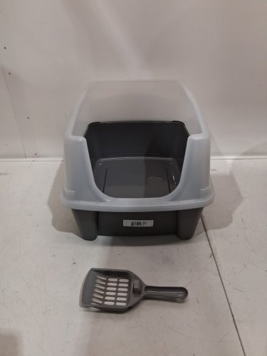 IRIS Open Top Cat Litter Box Kit with Shield and scoop - 16" x 12" - dark grey/CLEAR - (MODEL: CLH-12) image 4
