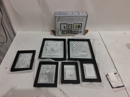 6PC old town floating gallery picture frames - multiple sizes - black/glass (style : 2237474) image 2