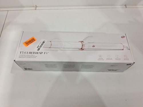 t3 curlwrap automatic rotating curling iron with long barrel (5.5"l) - timer settings and 9 heat settings - 1.25" - white/rose gold - (model: 76680). image 2