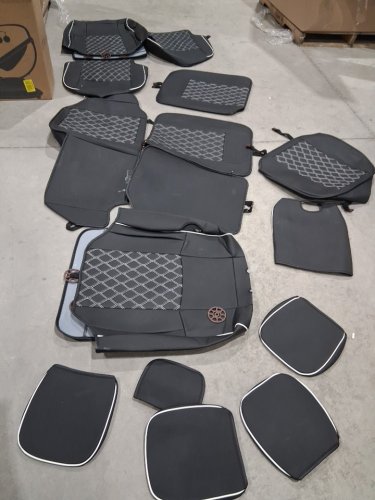 Huidasource Dodge Ram Seat Covers Full Set for DODGE RAM MODELS 2010-2025 - black/white (model: RAM01) image 3