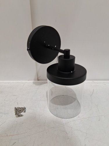 wall mounted sconce light with metal and  Clear Glass Shade - 9" - bulb base E26 - black image 4