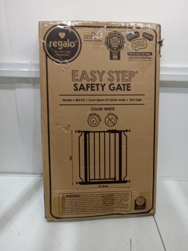 REGALO EASY-STEP METAL WALK-THROUGH SAFETY GATE - 30" X 29'' - 38.5'' - WHITE (MODEL: 1160DS) image 2