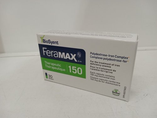 (30 caps) biosyent feramax therapeutic 150 polydextrose iron complex - for iron deficiency anemia image 2