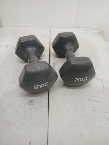 2PK AMAZONBASICS VINYL COATED HAND WEIGHT DUMBBELLS - 20LBS EACH - grey image 2