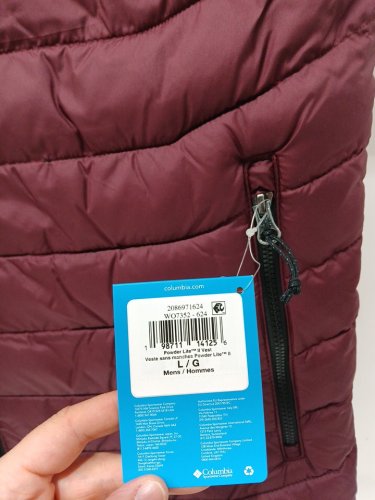 MENS COLUMBIA powder lite vest - large - black/burgundy (style: 1748031) image 4
