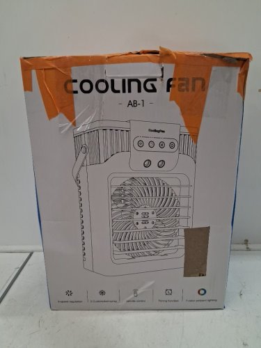 TIOKVIOP 4-IN-1 PERSONAL PORTABLE EVAPORATIVE AIR COOLING FAN WITH REMOTE, 3 WIND SPEED, 3 COOL MIST, 2-8 HOUR TIMER, AND LED LIGHT - WHITE (MODEL: AB-1) image 4