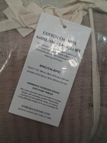 3PC QUINCE ORGANIC COTTON MATELASSE COVERLET SET - KING/CALIFORNIA KING - TAUPE image 2