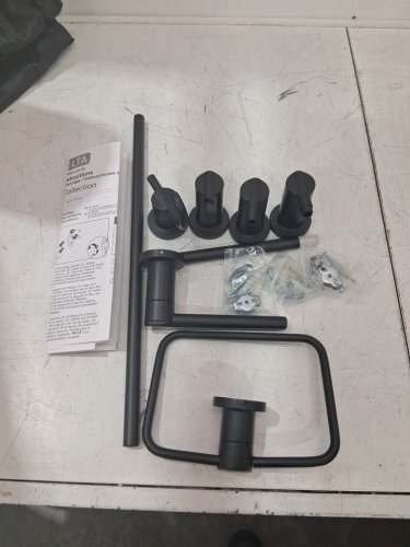 3pc Delta McLaren Bath Hardware Set - 18 Towel Bar with Extender, Toilet Paper Holder and Towel Ring - black - (model: MCL63-MB) image 2