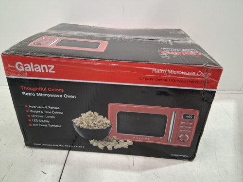 GALANZ RETRO STYLE COUNTERTOP MICROWAVE OVEN - 0.7CU.FT - red (MODEL: GLCMKZ07rdr07) image 2