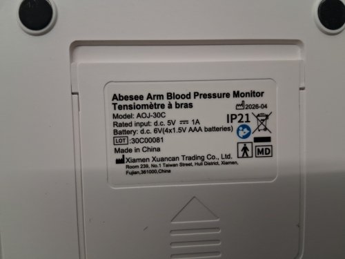 abesee Upper Arm Blood Pressure Monitor for Home Use - WHITE  (model: AOJ-30C) image 4