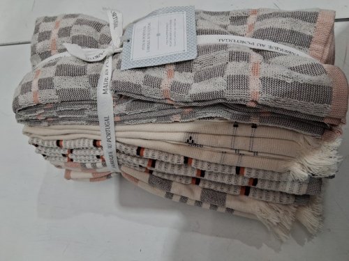8PK Made in Portugal 100% cotton Soft & absorbent KITCHEN TOWELS - 20" X 28" - ASSORTED COLOURS (MODEL: 3400440) image 2