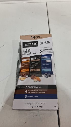 12PK RXBAR Variety Pack protein bar - 52g each - blueberry/chocolate sea salt/peanut butter chocolate image 2