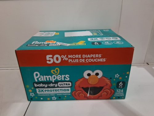 124PK pampers baby dry ultra fragrance free 3x protection diapers - size 6 (35lb+) image 2