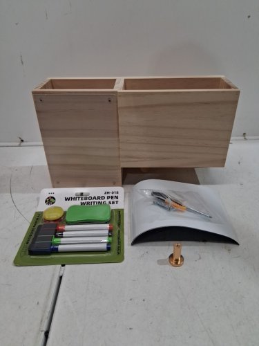 WALL-MOUNTED WOODEN ENTRY-WAY MAIL & KEY ORGANISER WITH DRY ERASE LABELS - NATURAL image 4