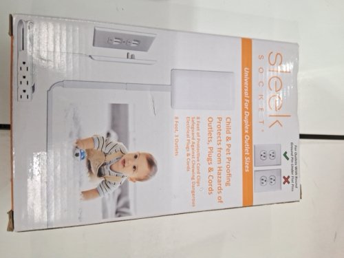 SLEEK SOCKET CHILD & PET PROOFING EXTENSION CORD - 8FT - 3 OUTLET - WHITE - (MODEL:9-C/P-OVSZ-W) image 2