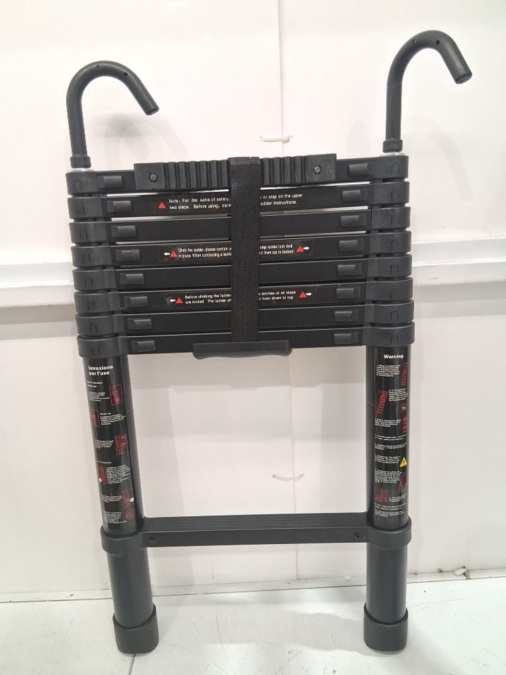 Aluminum Collapsible Ladder with Non-Slip Feet, Lightweight Compact Folding - 8.5FT - black/silver image 2