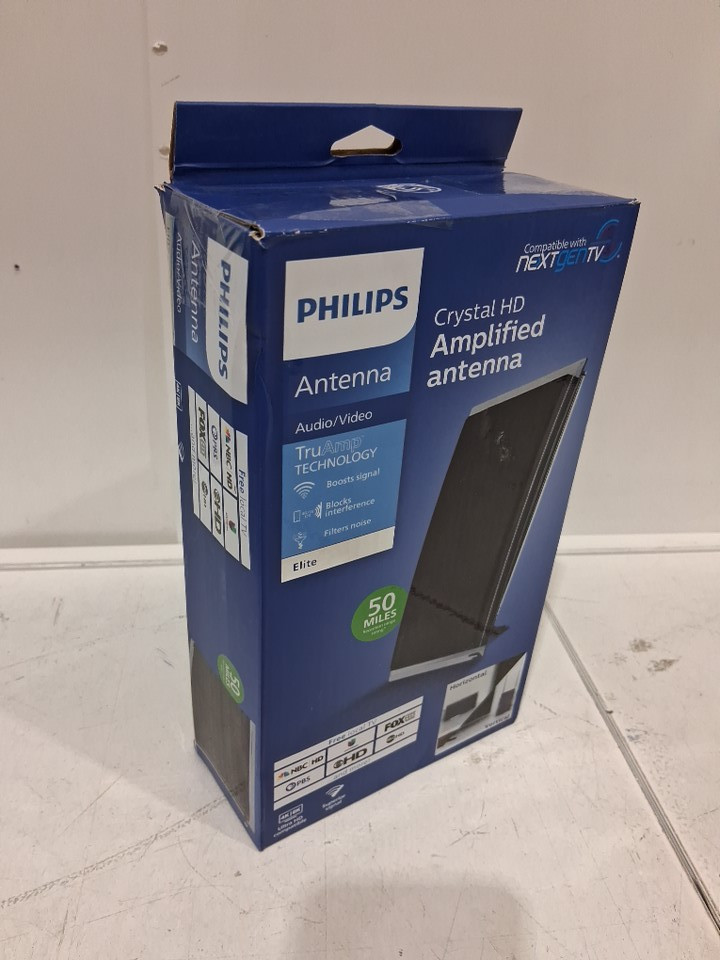 Philips Crystal Amplified Indoor TV Antenna, Extendable Dipole Rabbit Ears - 4K - 1080P VHF UHF, Long Range, Amplifier Signal Booster, Digital HDTV Antenna, Smart TV Compatible (MODEL: SDV3237N/27) image 2