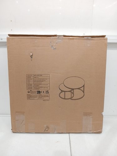 2PC NESTING MODERN COFFEE AND SNACK SIDE TABLES WITH METAL FRAME - 27.5" ROUND - Black/BROWN (MODEL: ZZ-807A) image 2