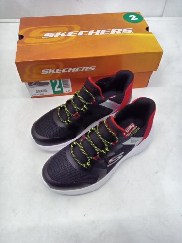 boys sketchers bounder-brisk burst sneaker - size 2 - red/black (style: 2001661) image 2