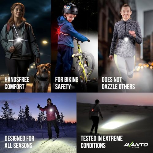 avanto safety solx1 chest light pro - Smart Running Lights With Safety Courses, Headlamp Flashlights for Night Walking - 500lm - 2 light modes - black image 2