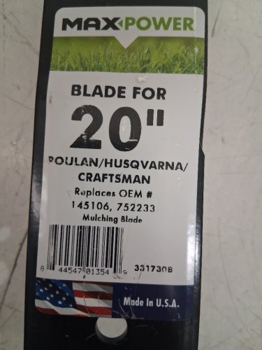 MAXPOWER REPLACEMENT BLADE FOR RIDING LAWN MOWERS - 20" - BLACK (MODEL: 331730B) image 6