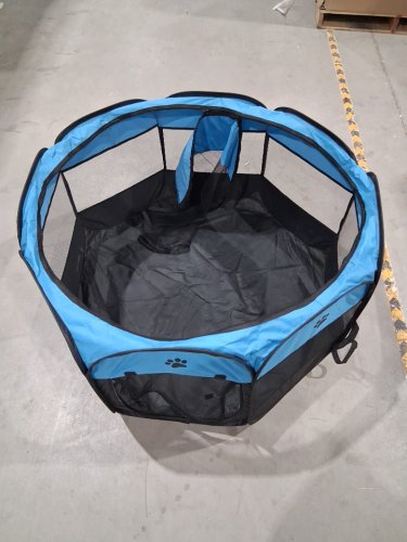 ZuHucpts Portable Foldable Pet Playpen Tent WITH COLLAPSIBLE Travel Bowl - EXTRA LARGE - 40" x 40" x 24" - BLACK/BLUE image 2