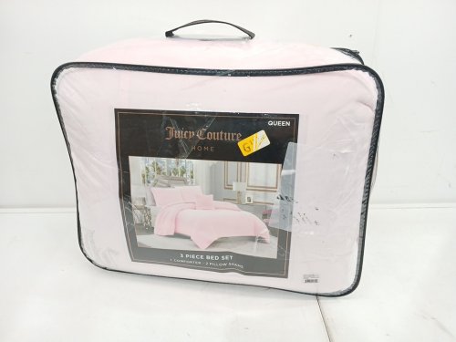 3PC JUICY COUTURE Microfiber Comforter set with comforter and pillow shams - QUEEN - pink Marshmallow (Style: JYZ032886) image 2