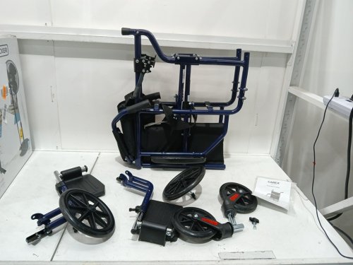 CAREX FOLDABLE TRANSPORT WHEELCHAIR - 300Lbs capacity - blue/black (model: a33677) image 4