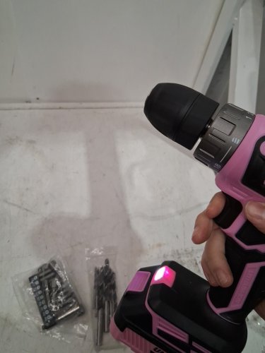 deko cordless power drill with bits - 20v - pink - (model: dkcd20xl02p) image 4