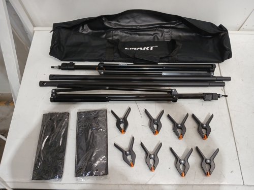 EMART ADJUSTABLE BACKGROUND STAND SUPPORT KIT WITH 2 CROSSBARS, 8 BACKDROP CLAMPS, 2 SANDBAGS AND CARRYING BAG - 10FT X 7FT (MODEL: EM-BS04) image 2