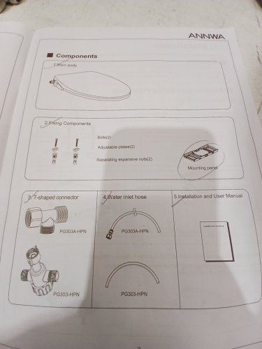 annwa NON-ELECTRIC bidet elongated toilet seat with Cleaning Dual Nozzle for Front & Rear Wash - white (style: PG303A-HPN) image 5