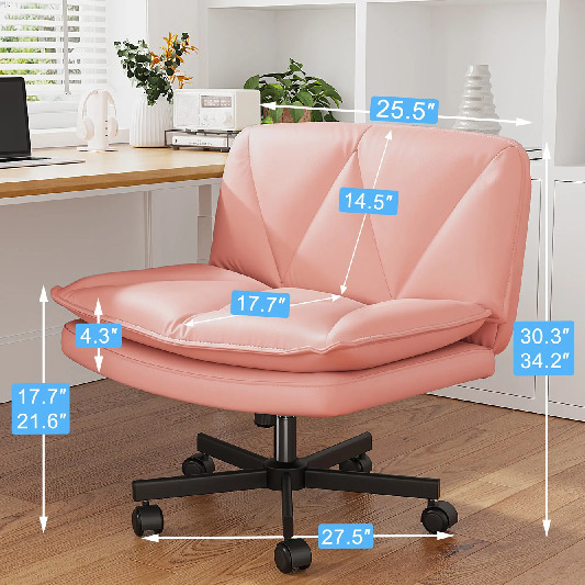 Ergonomic Computer Chair with Cross-Legged Comfort - 25.5" x 30"-34" - pink (model: DL91-lc-2t-pk-ly) image 2