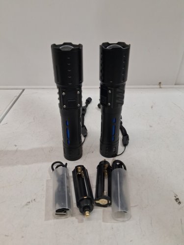 2PK BANRAL SUPER BRIGHT RECHARGEABLE LED FLASHLIGHTS - BLACK (MODEL: K-2303-B) image 3