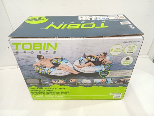 2PK TOBIN SPORTS WHITEWATER RUSH RIVER TUBES WITH CUPHOLDERS - 56" - 220lbs CAP - BLUE/WHITE (MODEL: 1985304) image 2