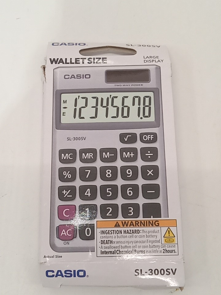 Casio wallet size large display calculator - silver (model: SL-300SV) image 2