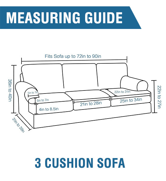 4pc H.VERSAILTEX thick velvet sofa slipcovers for 3 seat sofa and 2 pillows - 36" x 39" x 72"-90" - navy blue image 2