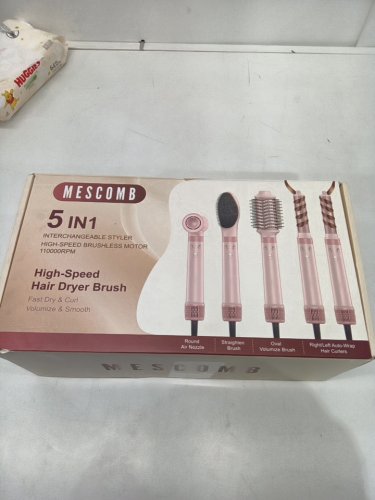 mescomb 5-in-1 Hair Styler/Dryer Brush WITH High-Speed Hot Air AND TRAVEL CASE - 1400W - LIGHT PINK (MODEL: hl-3030c) image 9