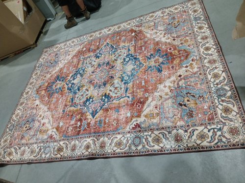 Vintage Medallion Persian-Style Area Rug- 8FT X 10FT  – Rust & Blue image 3