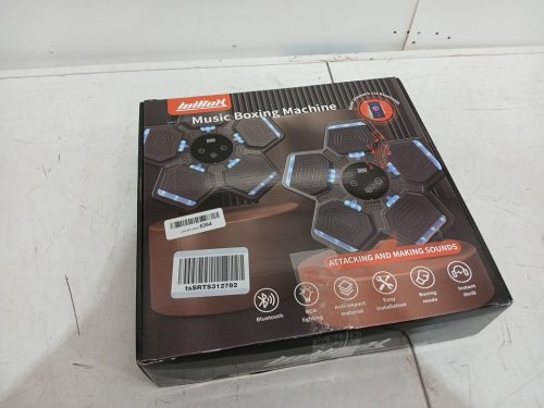 LOLBOX smart LED light music boxing pad trainer machine with gloves and wall mounted Velcro - 13.9" x 1.57" - black (model: FS-27) image 4