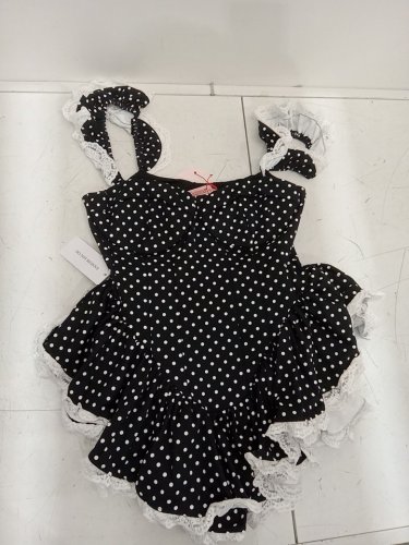 Women's selkies swimmers lace fairy swim suit - polka dot black/white image 2