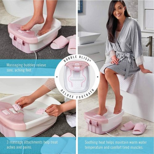 HoMedics Bubble Bliss Deluxe Heated Footbath with 3 attachments - Pink (Model: FB-52J) image 2
