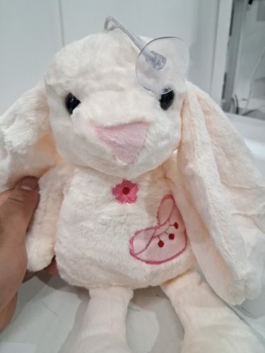 stuffed bunny plush with small suction cup - 8" - ivory image 3