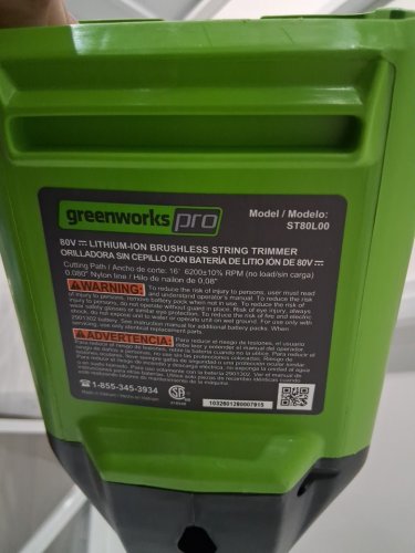Greenworks PRO Cordless String Trimmer tool only - 80V - 16" - GREEN (MODEL: ST80L00) image 6