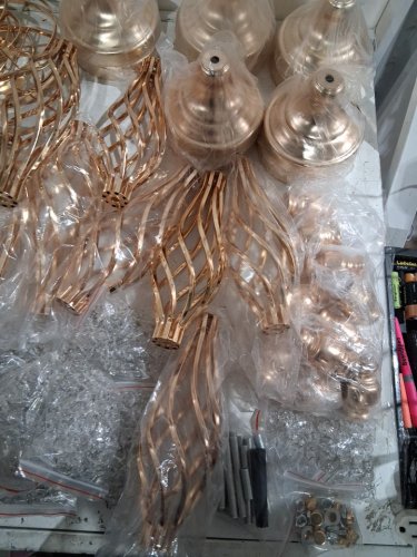 10pk metal Wedding Flower centerpiece Stand with crystal chandelier - 21" - gold image 4