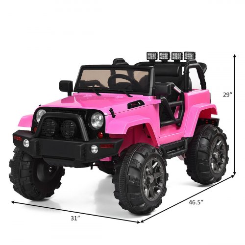 costway kids ride on truck car with led lights and parental remote control - 12V, 6kmh max - pink - (model: TQ10303US) image 3