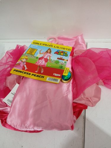 2PC GIRL'S DISGUISE PRINCESS PEACH COSTUME - LARGE (10/12) - PINK image 2