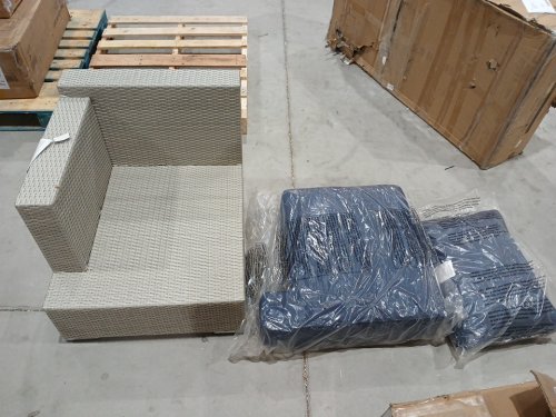 costway outdoor patio conversation set chaise piece - 27" x 28" x 34" - navy blue/grey image 6