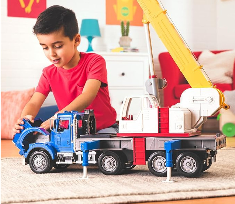 DRIVEN BY BATTAT JUMBO EXTRA LARGE CRANE TRUCK - UP TO 30" - BLUE - (MODEL: ‎WH1217Z) image 3