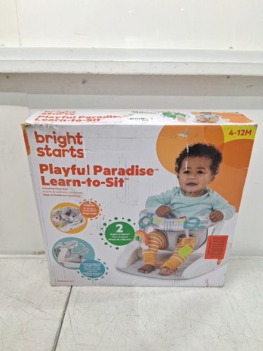 infant's bright starts playful paradise learn-to-sit floor seat - 4 to 12 months - grey (model: 12956) image 2